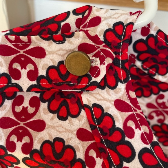 Loft Long Sleeve Red Patterned Blouse Size S - Picture 4 of 8